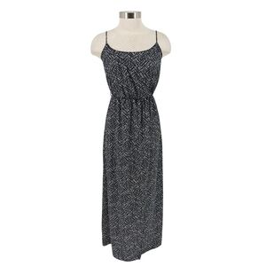 GUESS Faux Wrap Maxi Dress Black Diamond Print Sleeveless Lightweight Medium
